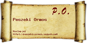 Peszeki Ormos névjegykártya